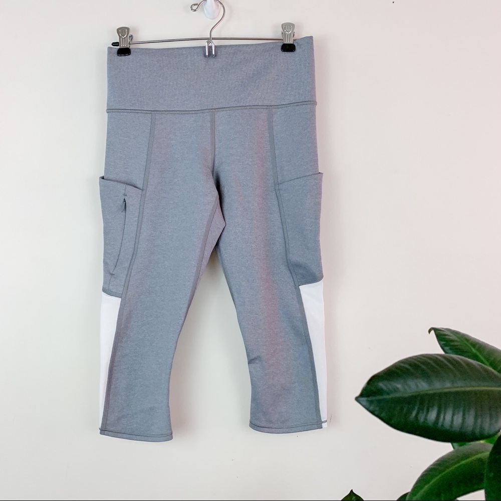 Athleta All In Crop Pocket Mesh Gray Leggings XS